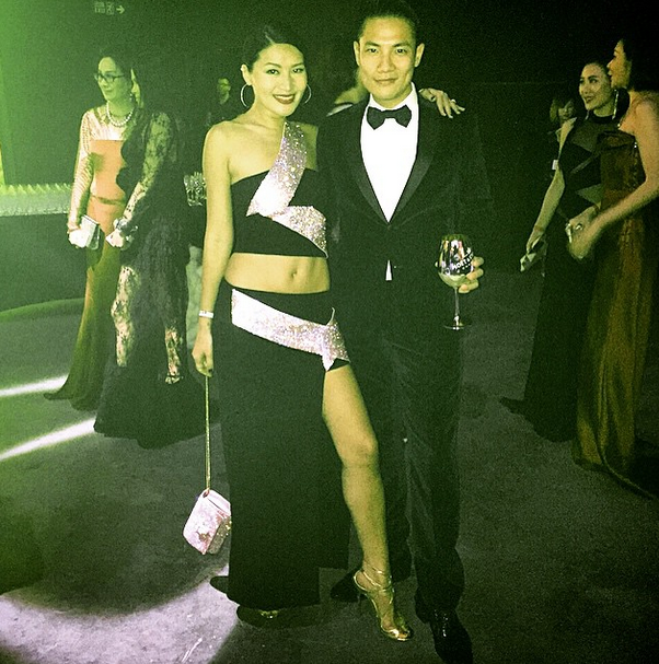 Helen Ma and Real Ting strike a pose at amfAR (Photo by: @helen_evidens)