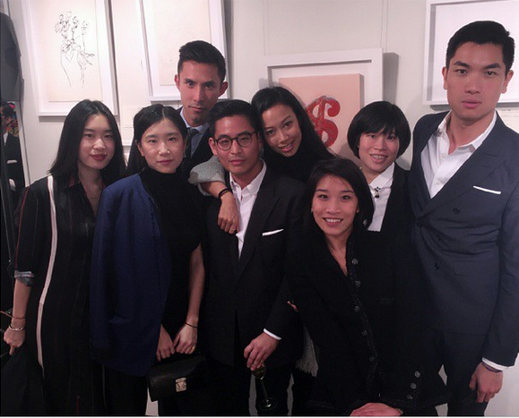 Claudine Ying's gallery-hopping crew, including Dee Poon, Ivan Pun, and Justin Ng (Photo by: @claudinelaurenying)