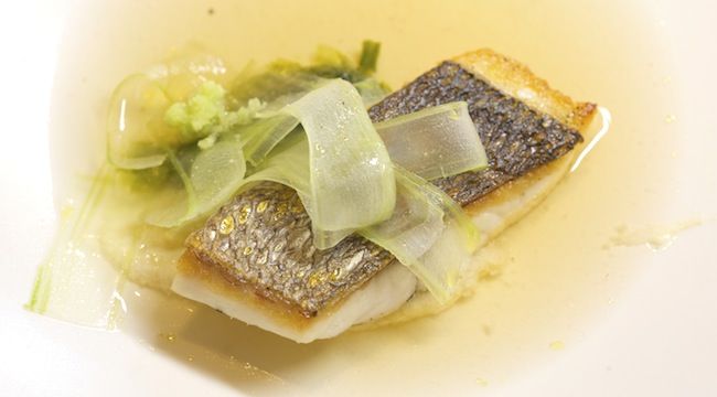 The Epicurean Express: Daurade with Celery in Seaweed Consommé
