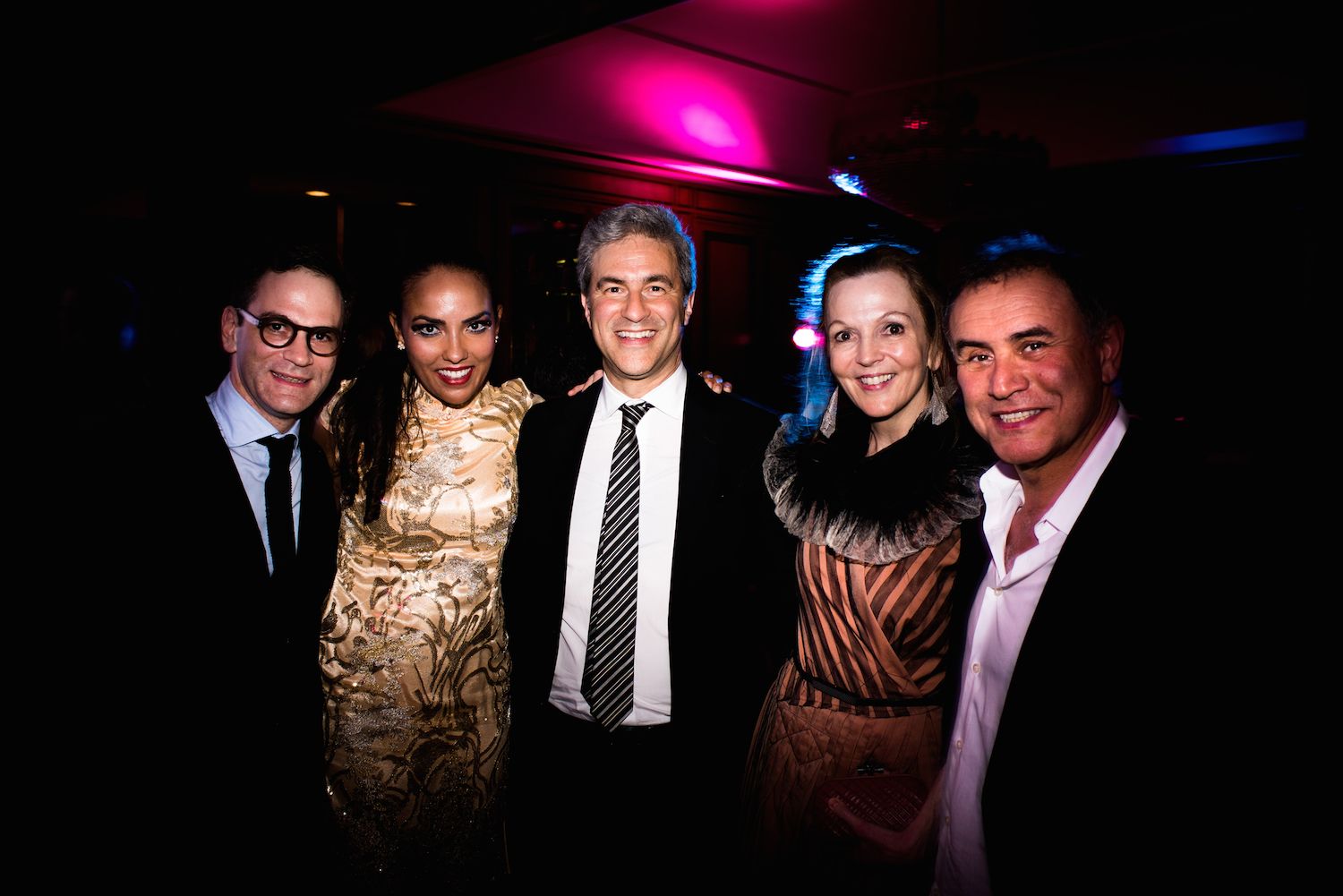 Philip Tinari, Princess Alia Al-Senussi, Michael Govan, Alexandra Munroe and Nouriel Roubini