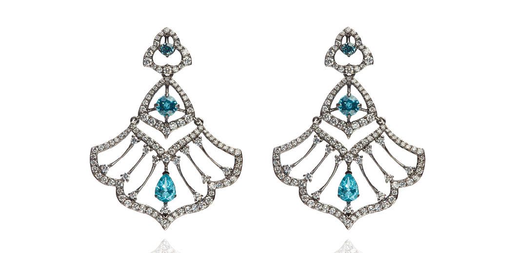 Annoushka Imperial Apatite earrings in white gold set with apatite, zircon and diamonds (Photo: Courtesy of Annoushka)