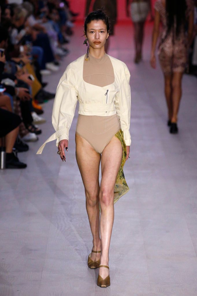 LONDON, ENGLAND â SEPTEMBER 17: A model walks the runway at the Charlotte Knowles show during London Fashion Week September 2019 at the BFC Show Space on September 17, 2019 in London, England. (Photo by Estrop/WireImage)