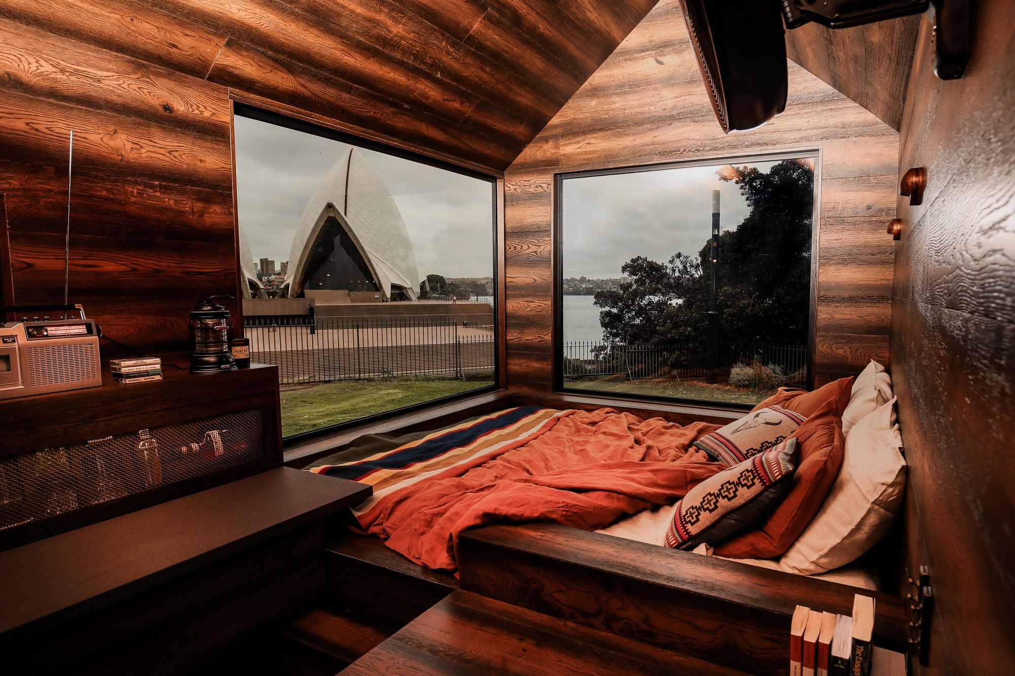 Matthew McConoughey launched an off-grid cabin he co-designed with Wild Turkey's charity initiative, With Thanks, at The Royal Botanic Gardens in Sydney, Australia. (Photo by Brendon Thorne/Getty Images for Wild Turkey)