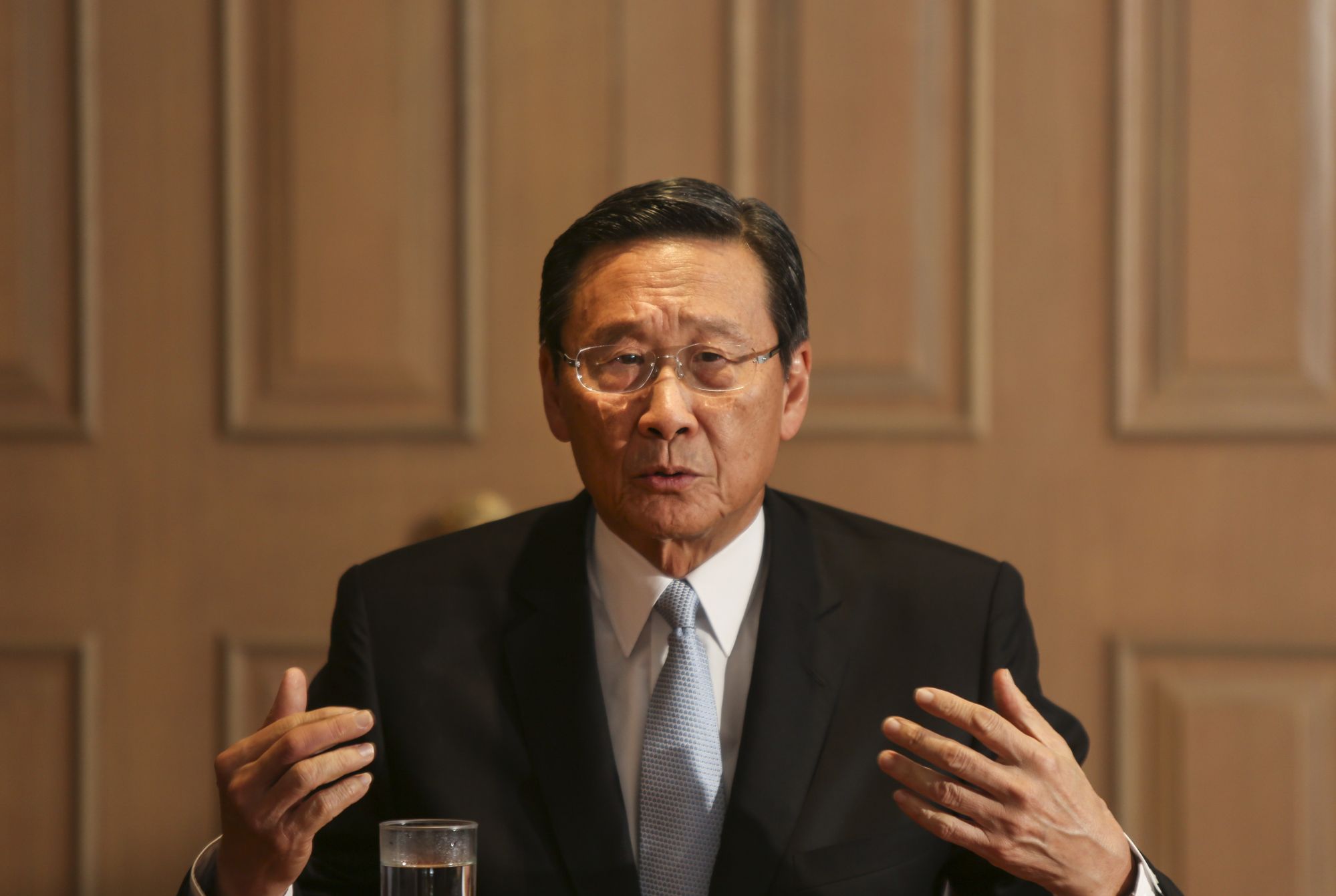 Wharf (Holdings) Limited Chairman, Peter Woo Kwong-ching meets the media at the Wheelock House in Central. 28JUN17 SCMP / Xiaomei Chen (Photo by Xiaomei Chen/South China Morning Post via Getty Images)