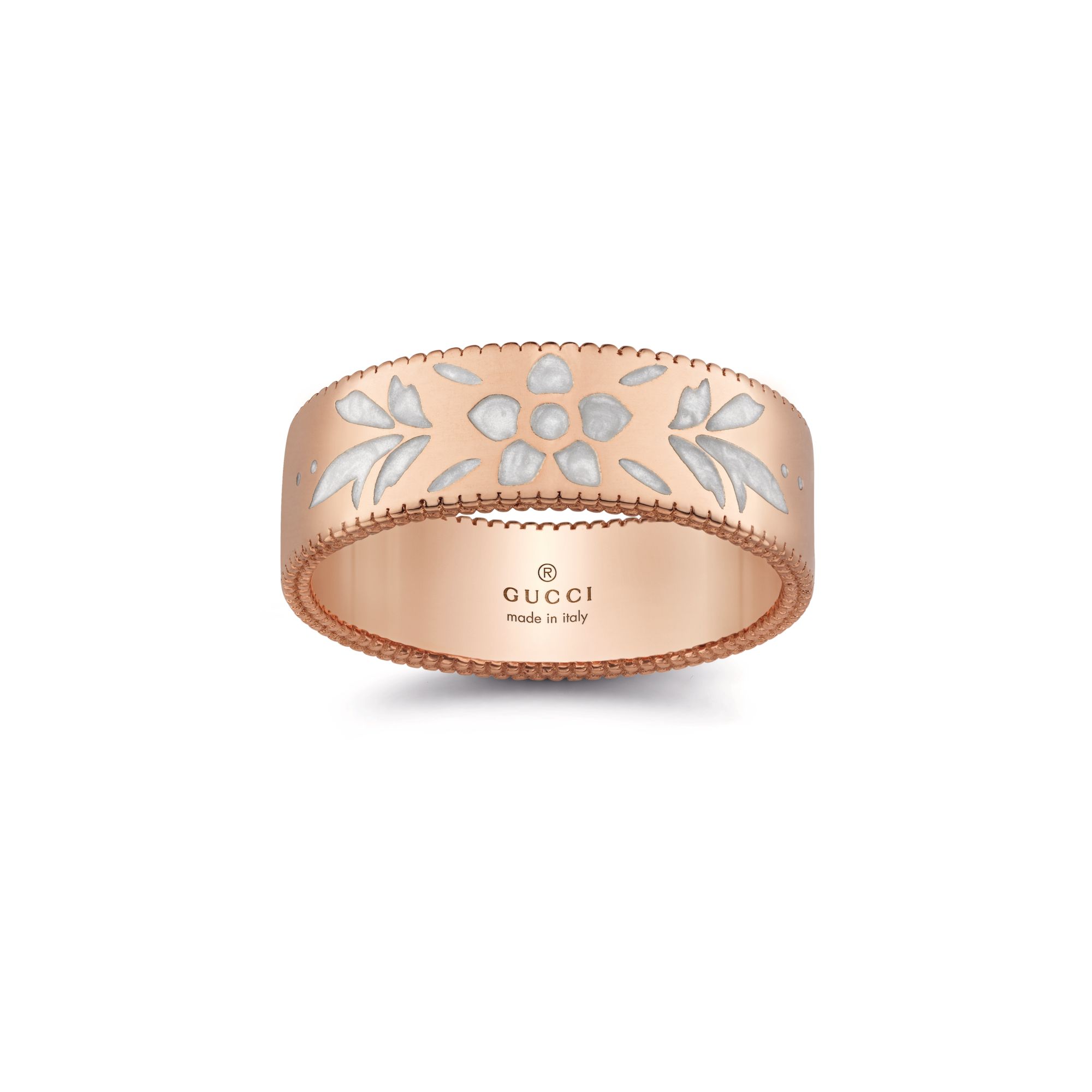 Gucci icon ring in rose gold set with enamel