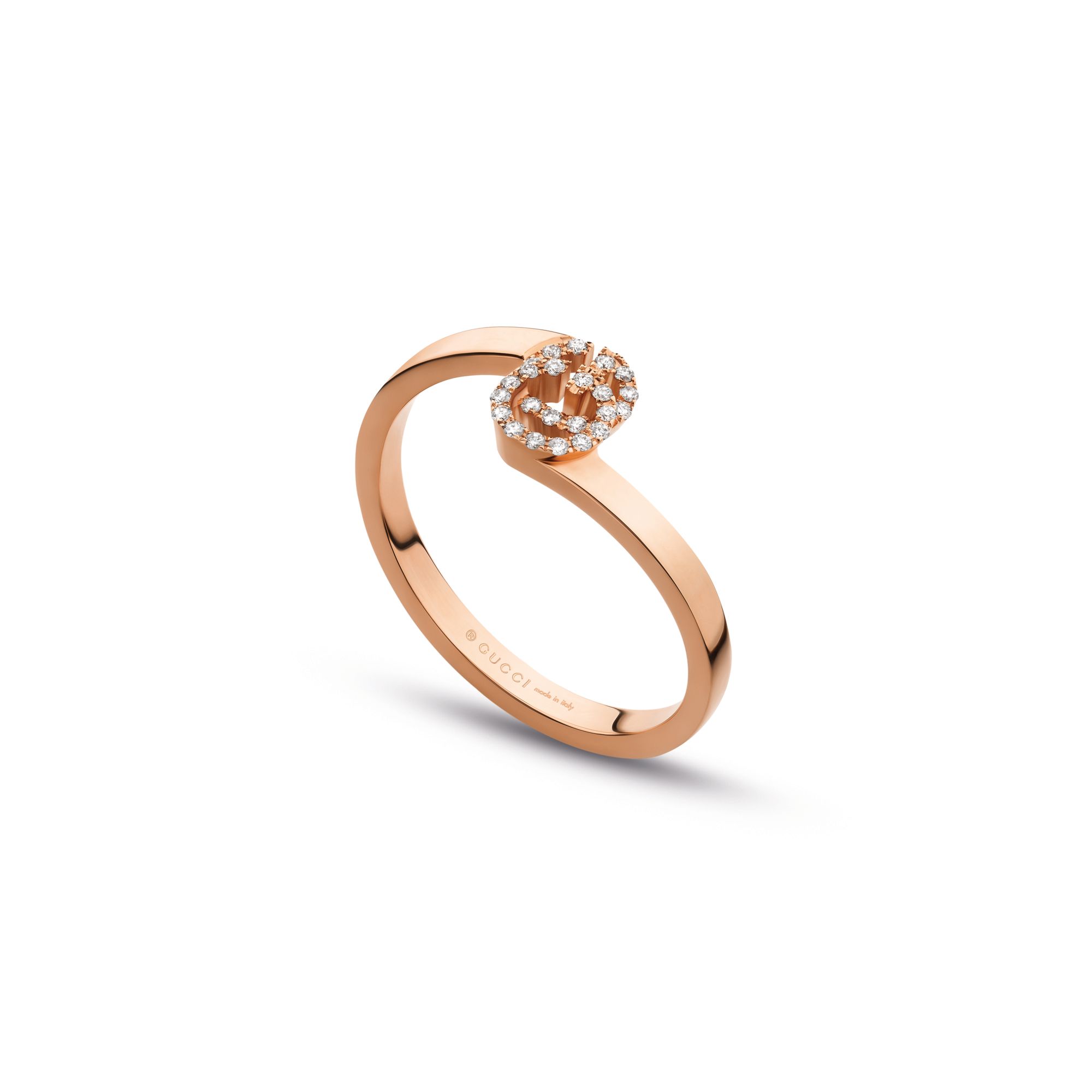 GG Running ring in rose gold set with diamonds by Gucci