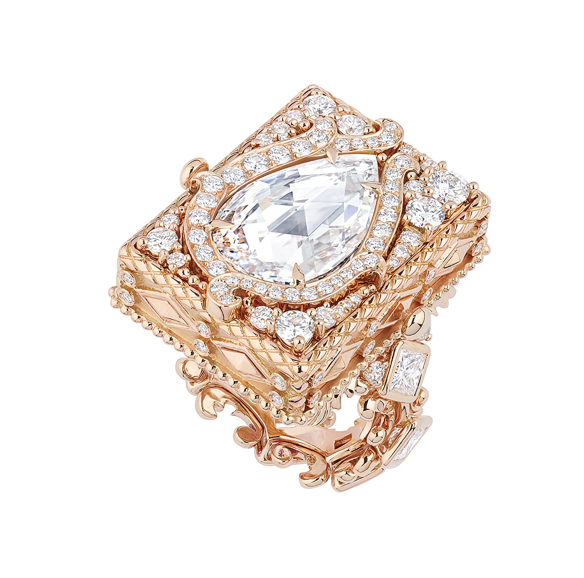 Dior à Versailles Cachette Tiroir Diamant ring in pink gold set with diamonds by Dior Joaillerie