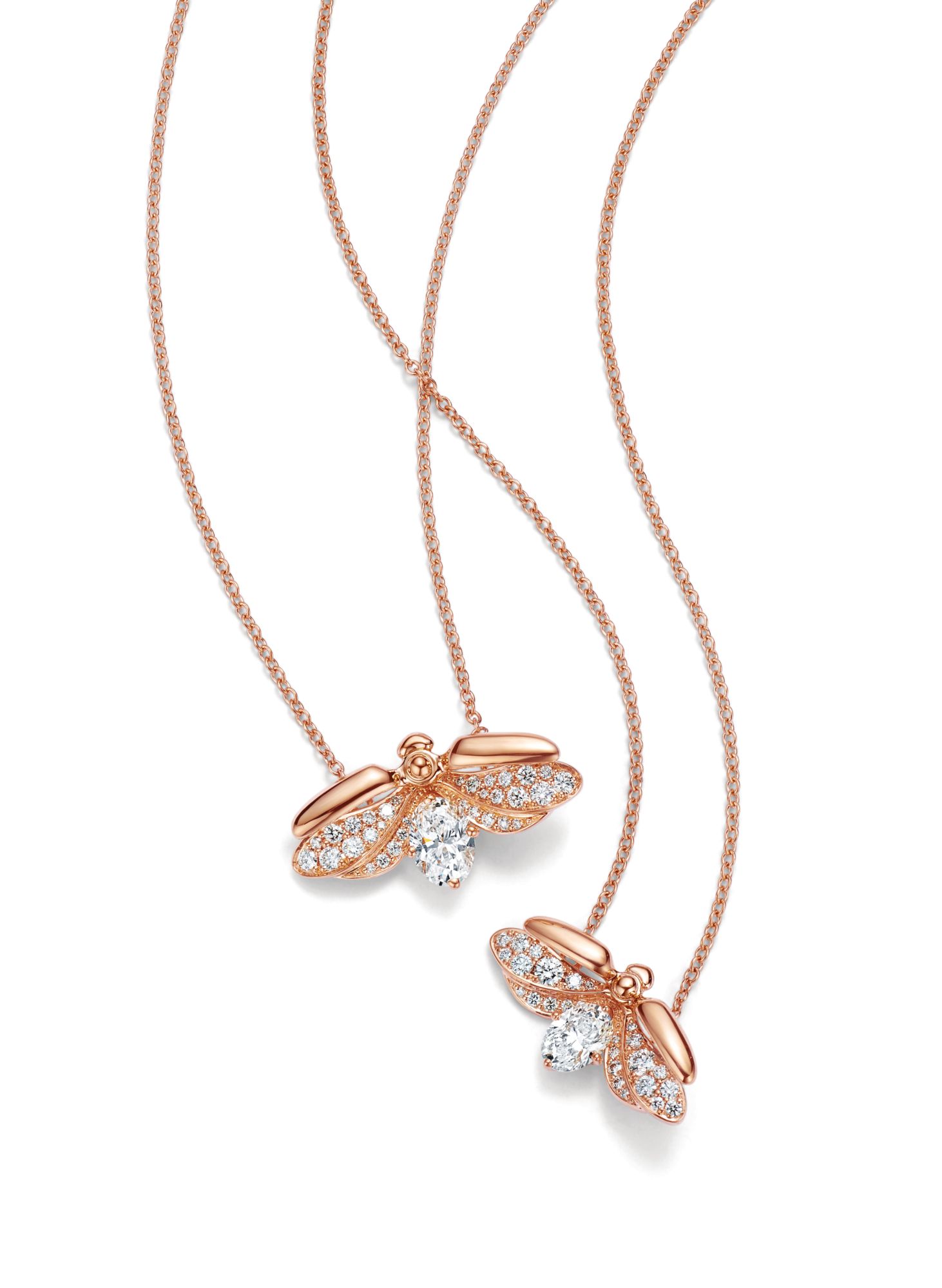 Tiffany & Co Paper Flowers Bee necklace in rose gold set with diamonds