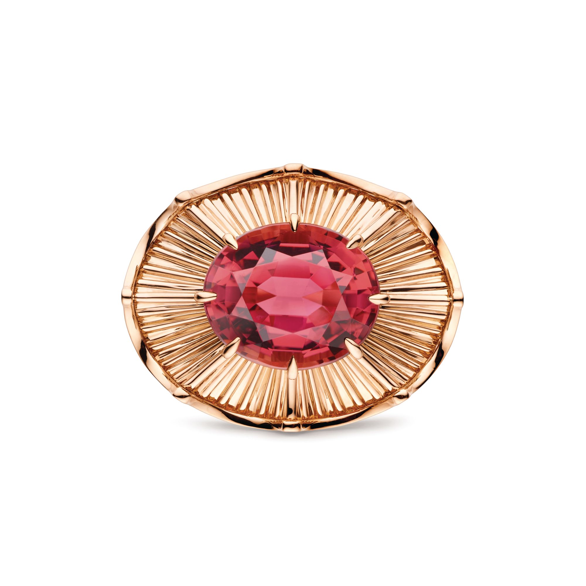 Trésors d’Allieurs Quanlong ring in rose gold set with a pink tourmaline, lacquer and diamonds by Chaumet