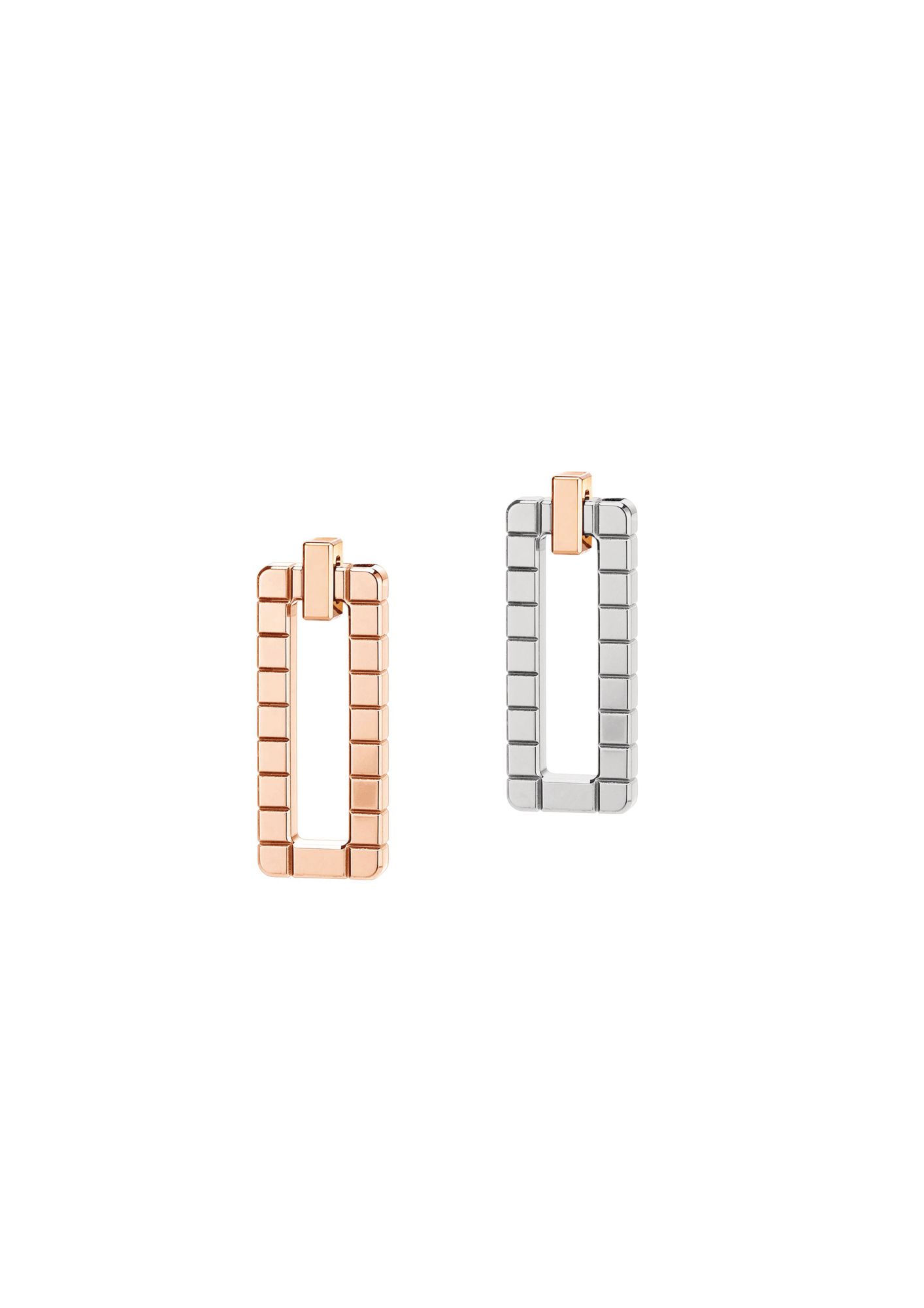 Earrings in rose, white and yellow gold from the Ice Cube collection by Chopard