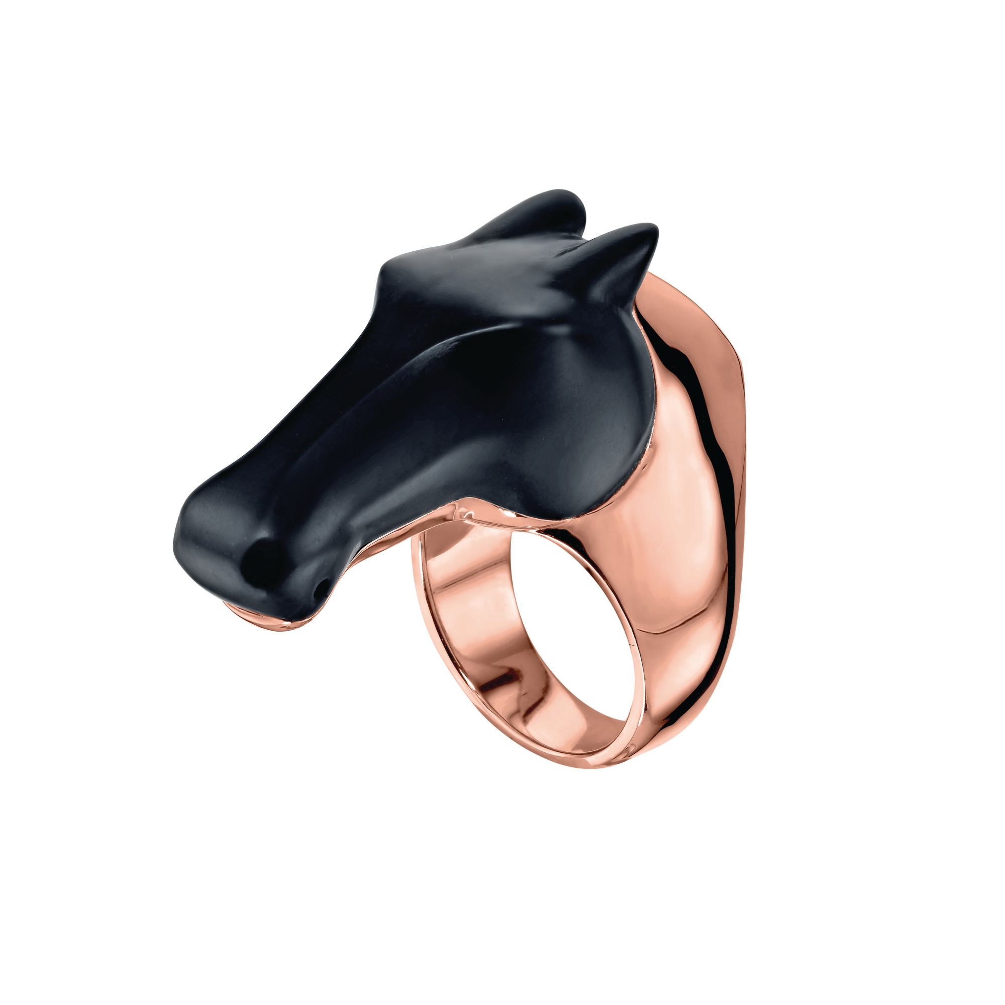 Galop ring in rose gold set with black jade by Hermès