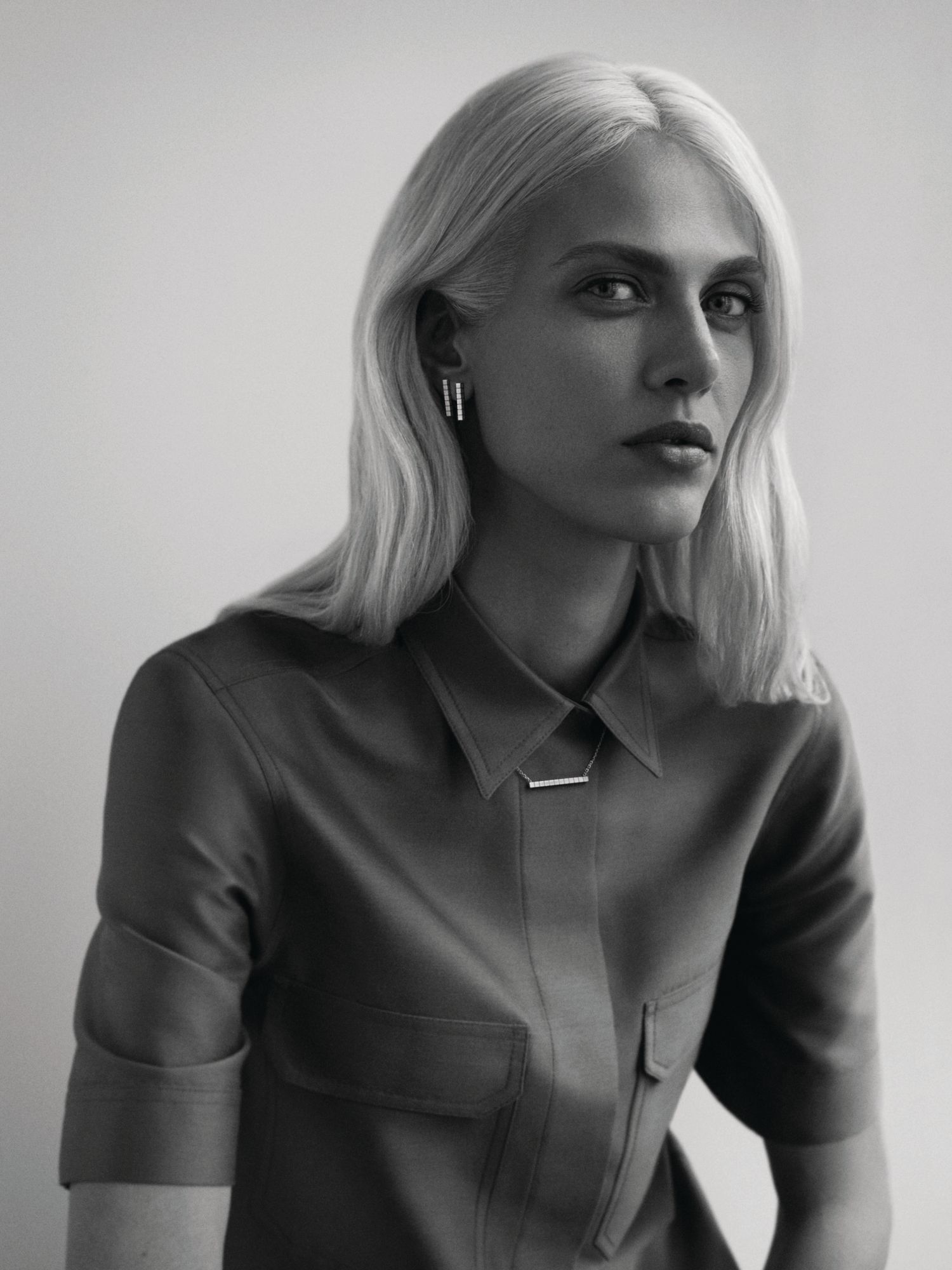 Earrings and necklace in rose, white and yellow gold, all from the Ice Cube collection by Chopard