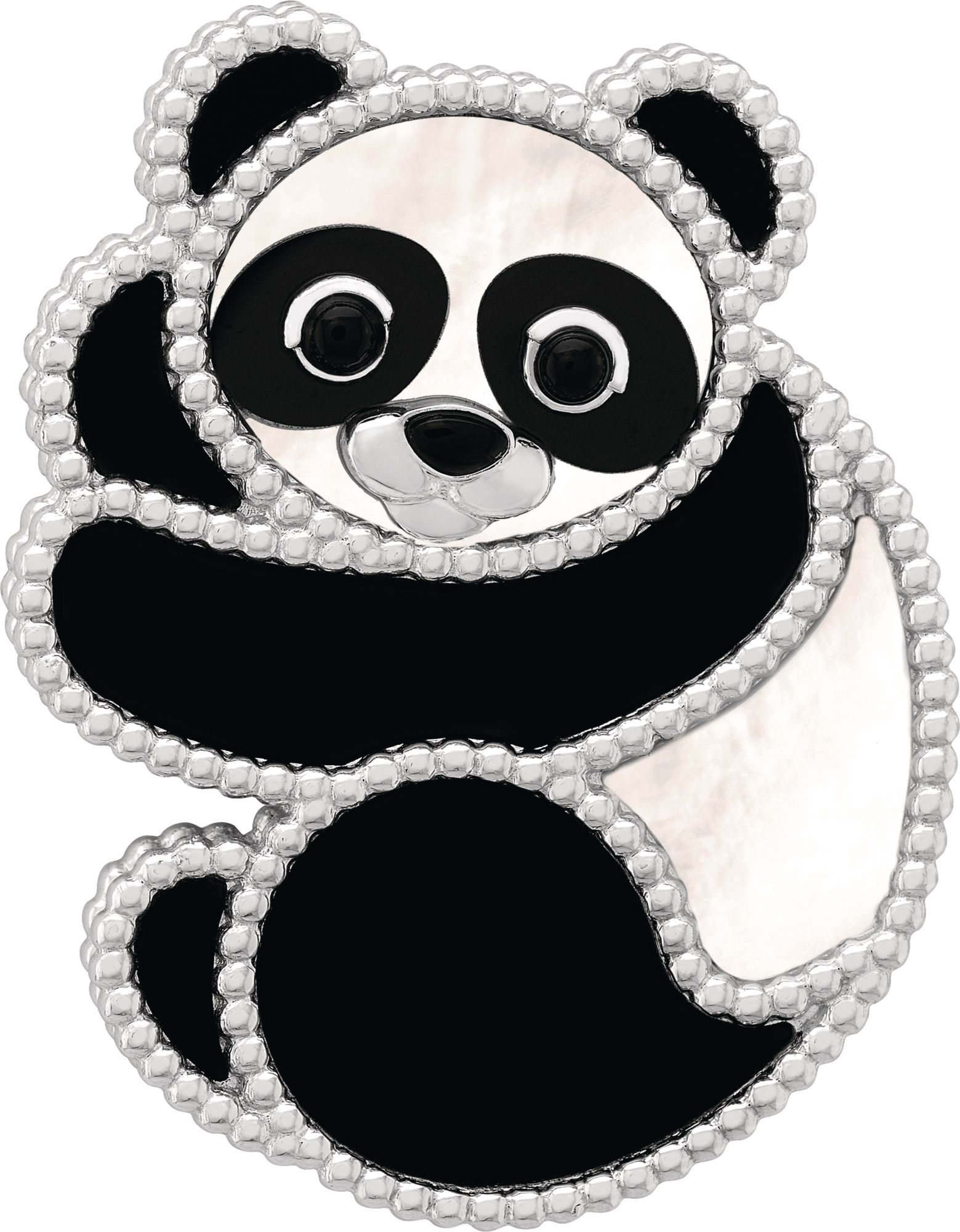 Van Cleef & Arpels Lucky Animals Panda brooch in white gold set with mother of pearl and onyx.