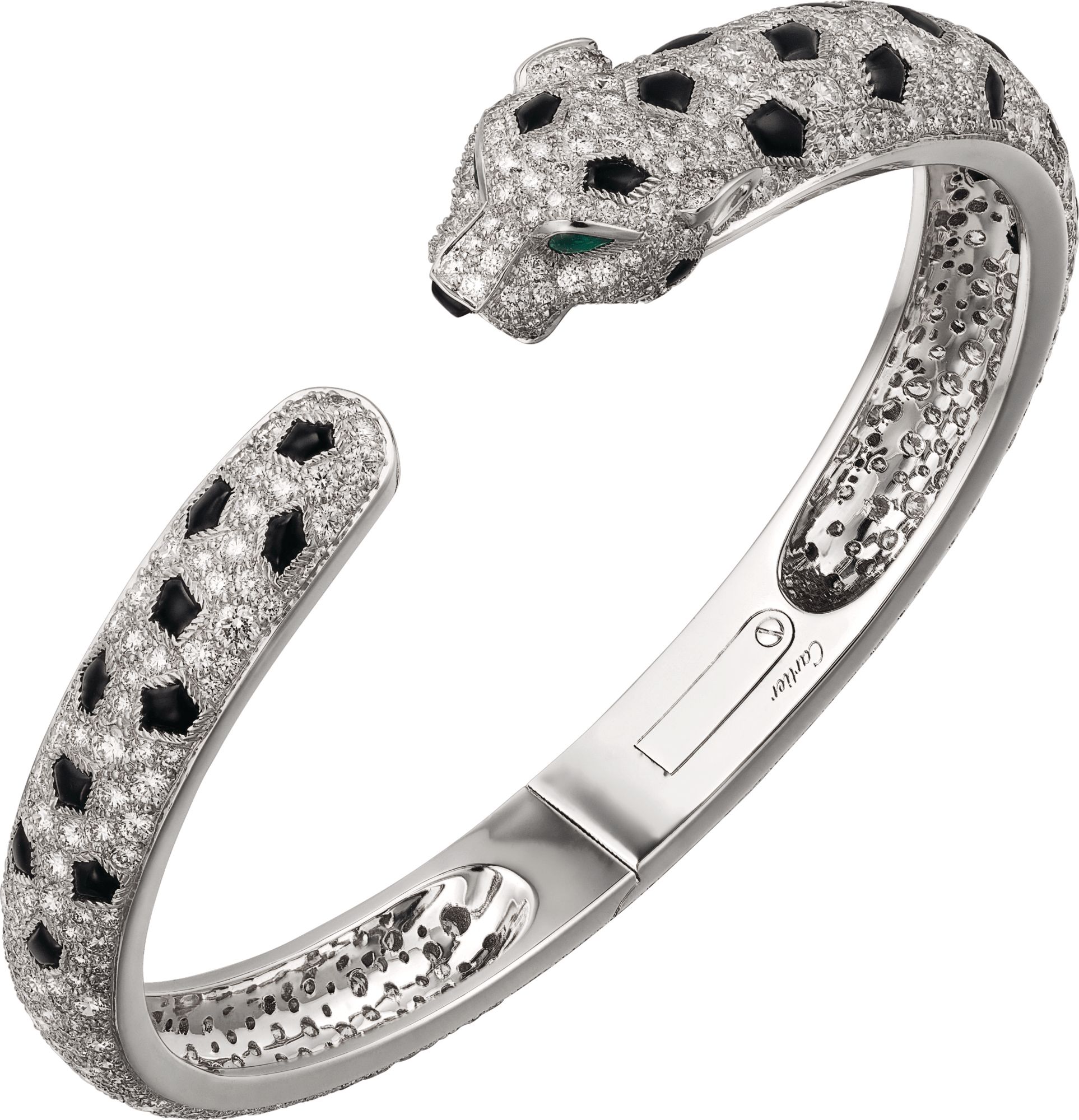 Cartier Panthère de Cartier bracelet in white gold set with emeralds, onyx and diamonds.