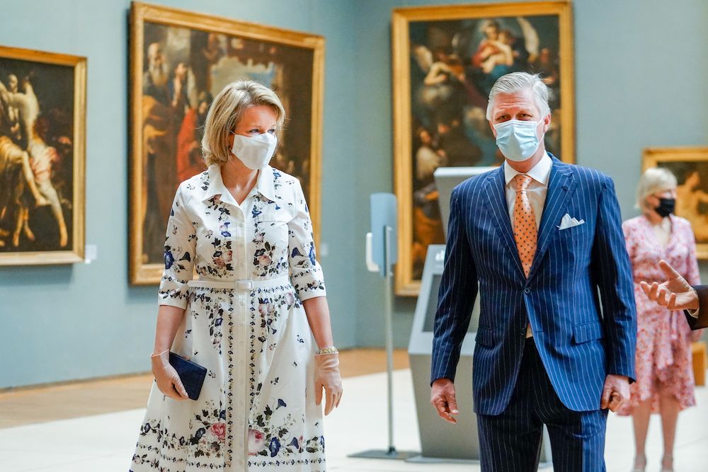 Queen Mathilde and King Philippe wearing face masks (Photo : Daina Le Lardic / Isopix)