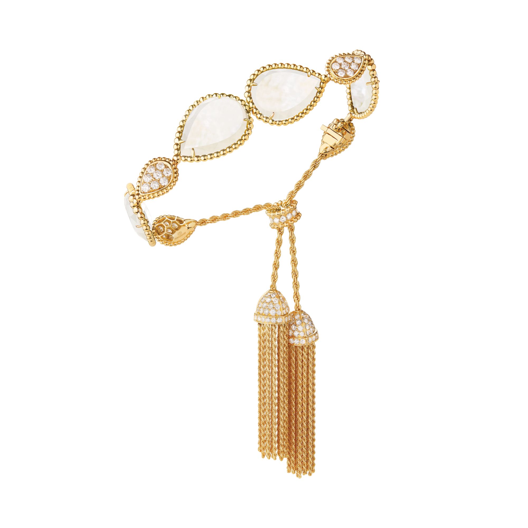 Serpent Bohème bracelet in yellow gold set with mother-of-pearl and diamonds by Boucheron