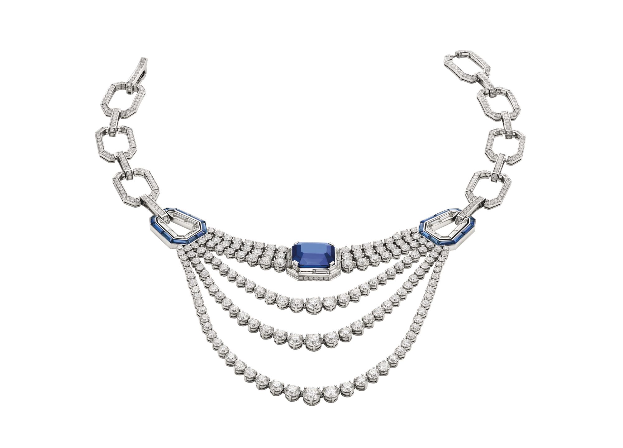 Bulgari Cinemagia necklace in platinum set with sapphires and diamonds