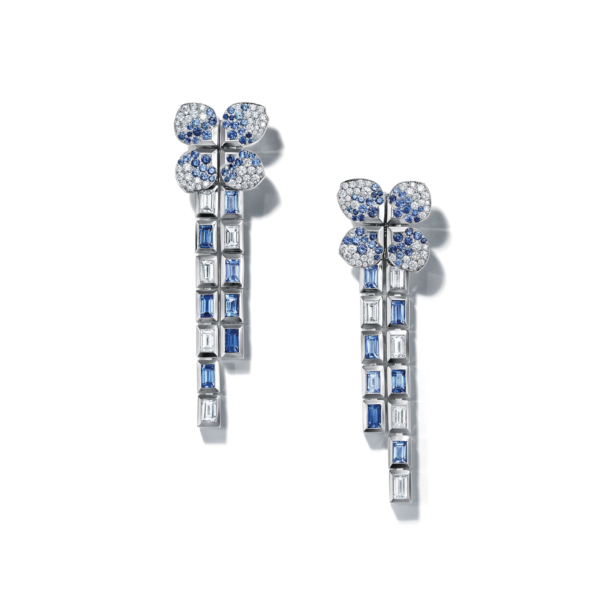 Tiffany & Co earrings in platinum set with sapphires and diamonds