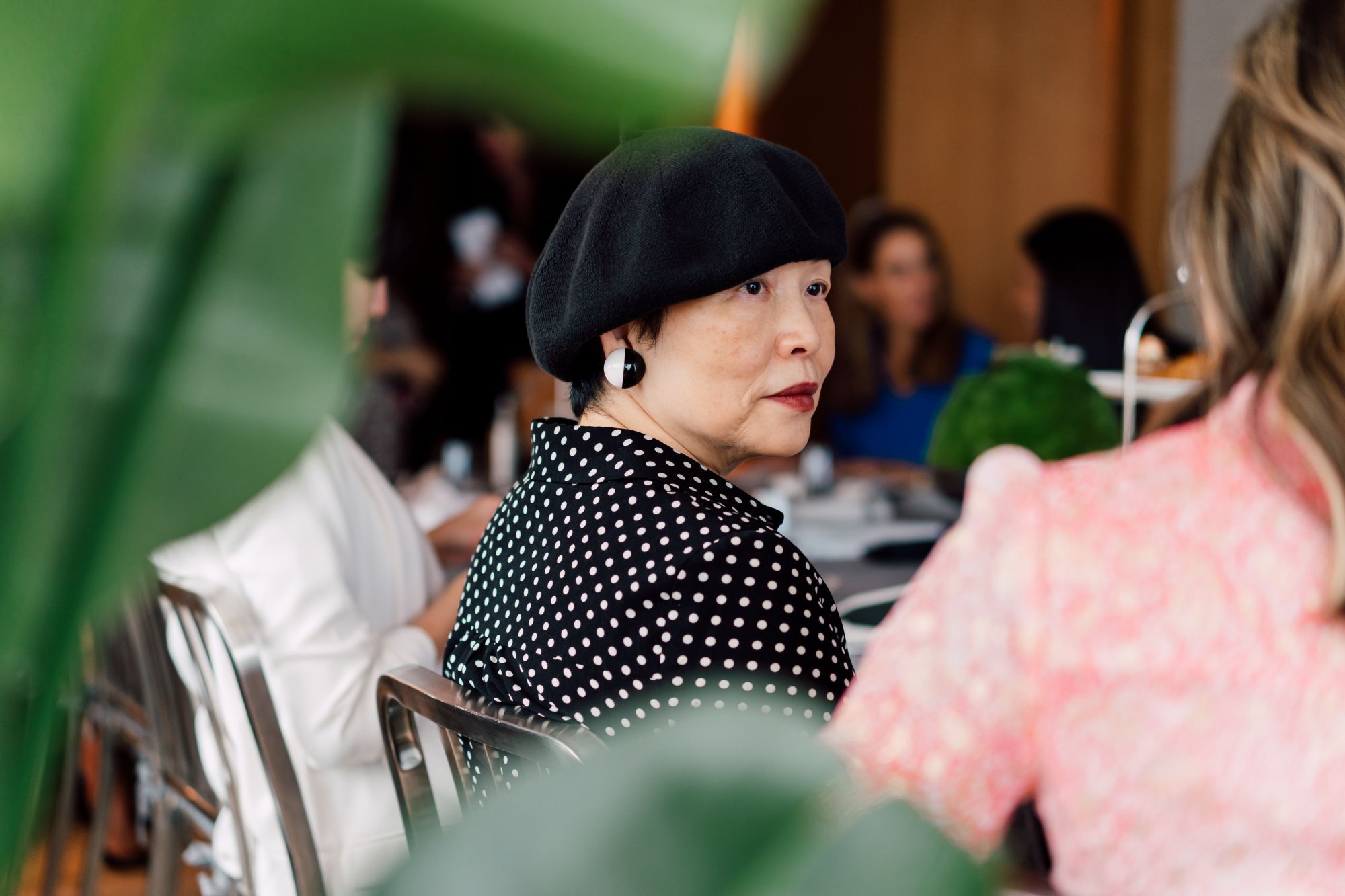 Mimi Tang [left] with Tamara Lamunière at the September Front & Female salon with supermodel Maye Musk