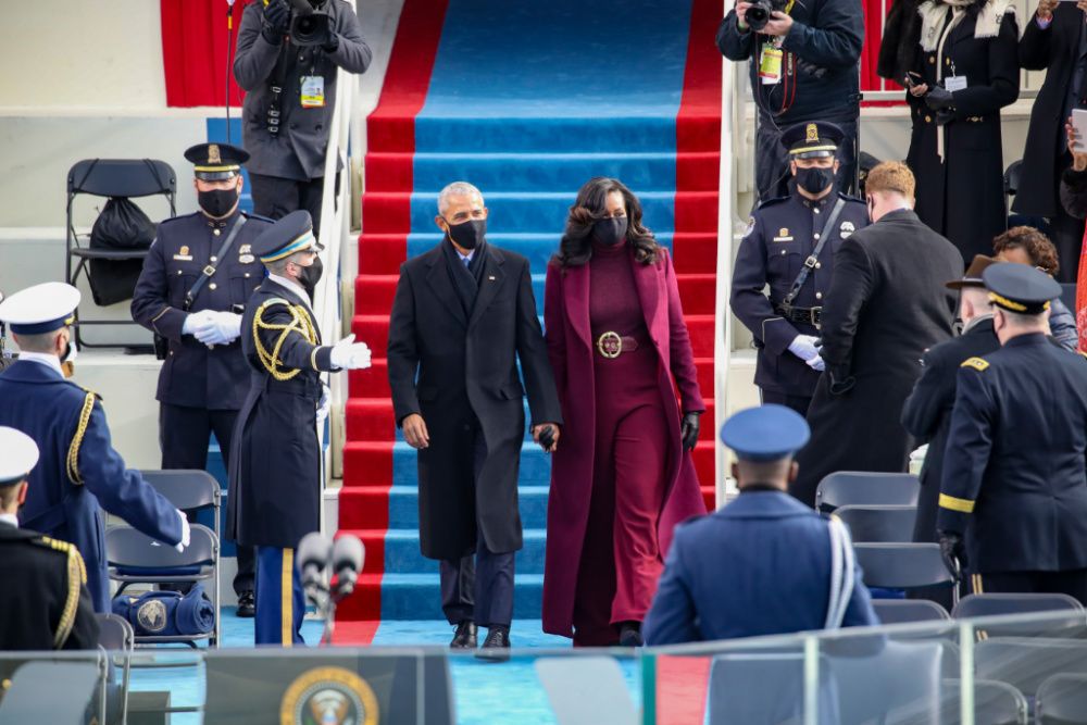 Michelle Obama wears Sergio Hudson to the 2021 presidential inauguration in Washington, DC (photo: Rob Carr/Getty Images)