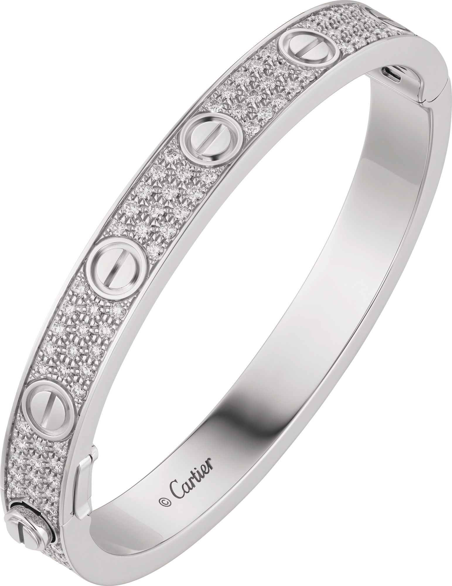 Love bracelet in white gold set with diamonds by Cartier