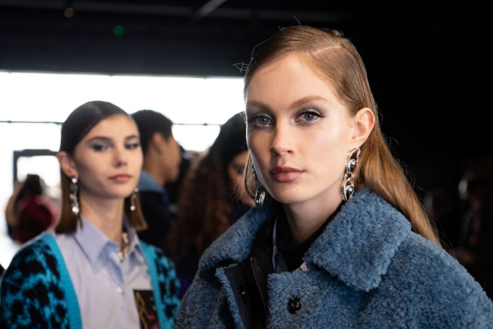 Backstage beauty at the Mark Fast show at London Fashion Week (Photo by Jeff Spicer/BFC/Getty Images)