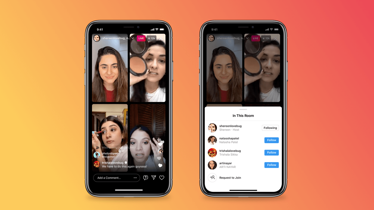Instagram Live Rooms allow four people into a chat (photo: Courtesy)
