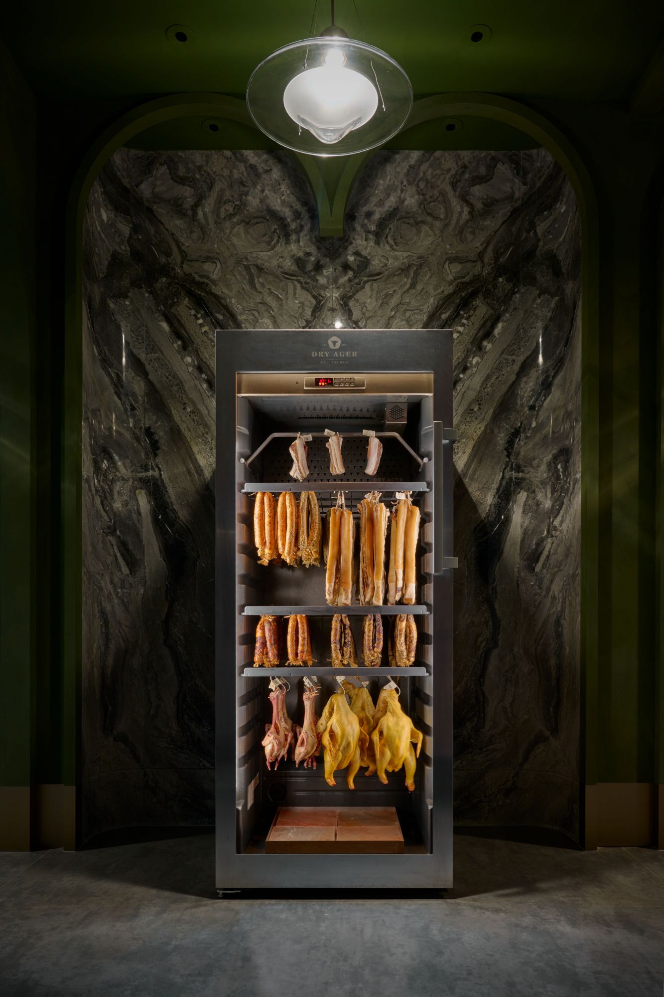The restaurant features a dry-ageing fridge (Photo: Courtesy of Wing)