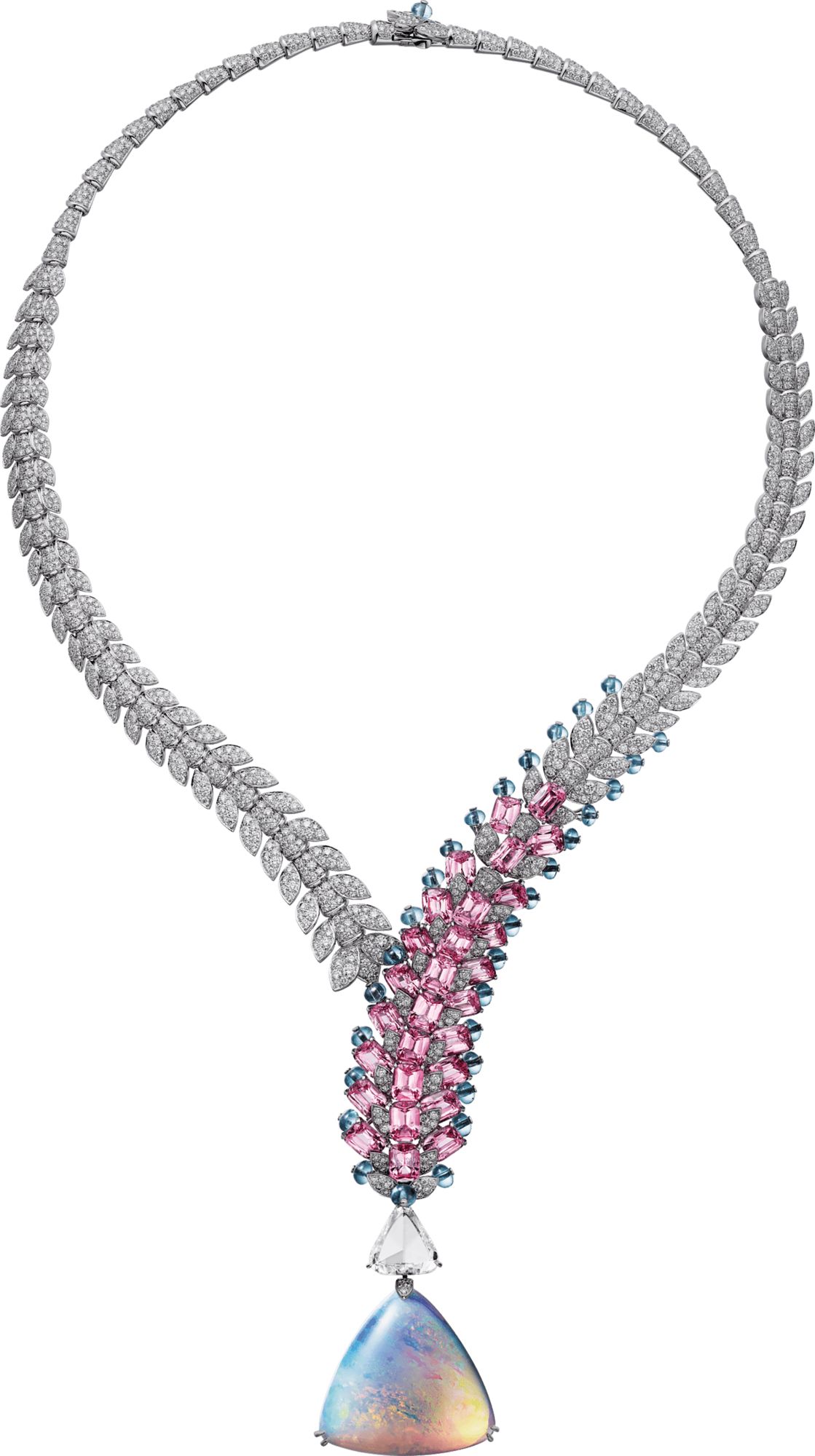 Surnaturel necklace in white gold set with opals, spinels, tourmalines and diamonds by Cartier