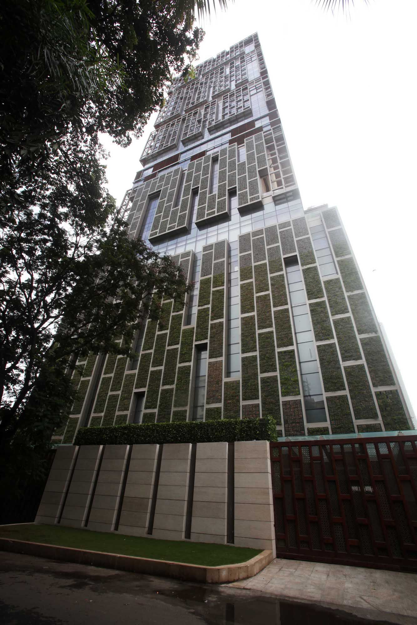 MUMBAI, INDIA - JUNE 6, 2011: Mukesh Ambani's house, Antilla Building on Altamount Road. (Photo by Anshuman Poyrekar/Hindustan Times via Getty Images)