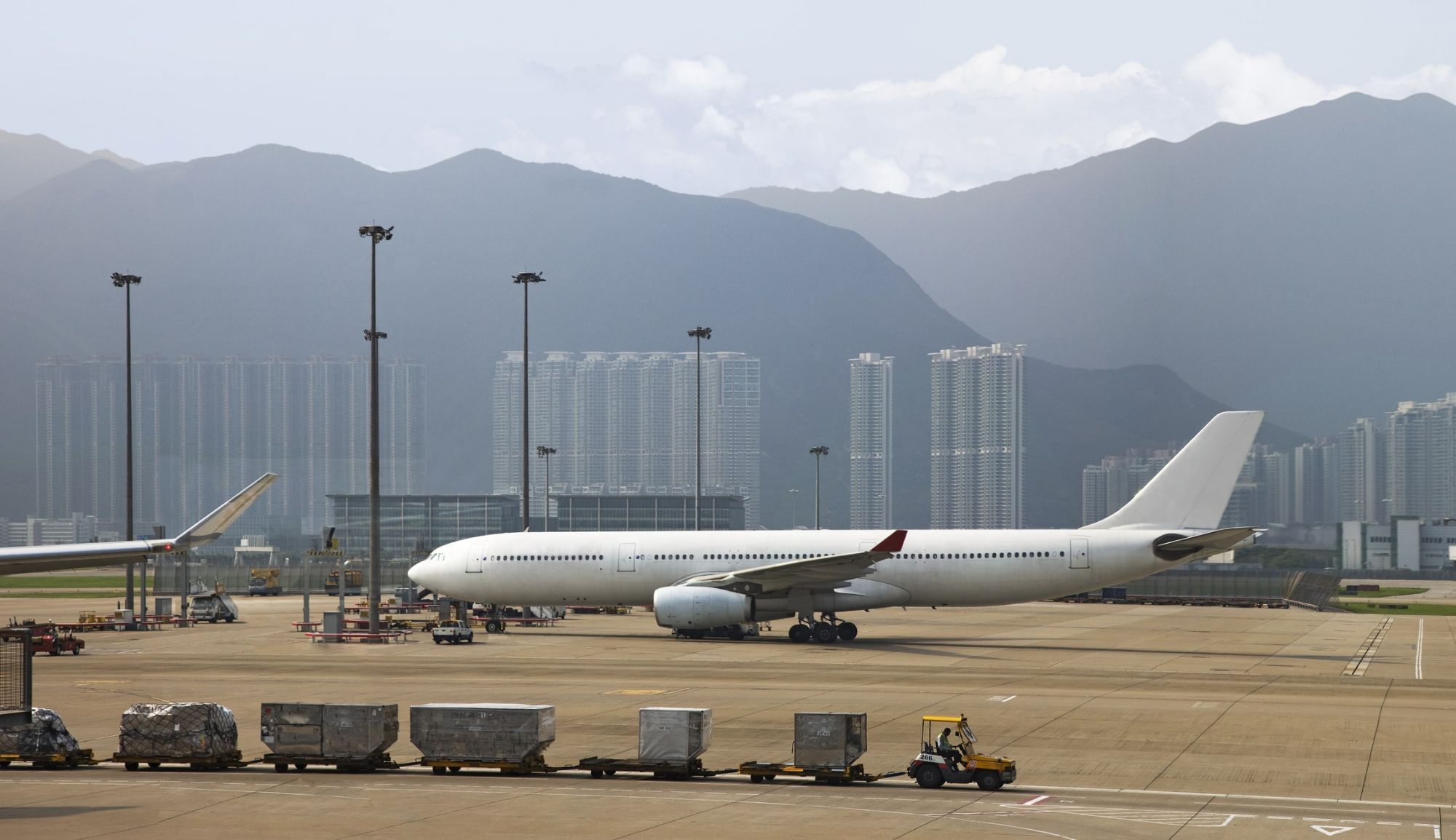 Plane on the ground at Hong Kong airport