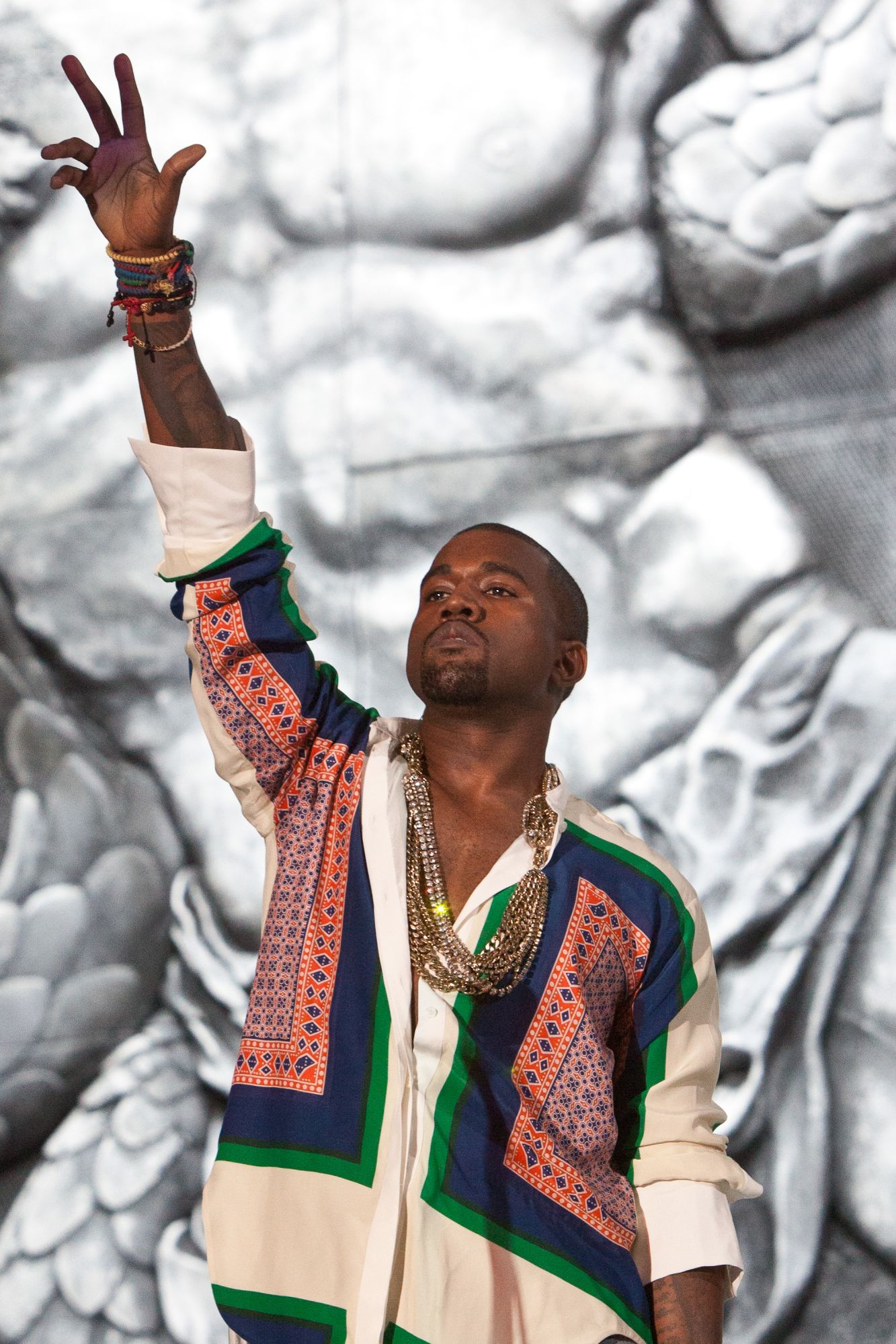 INDIO, CA - APRIL 17: Recording artist Kanye West performs at day 3 of the 2011 Coachella Valley Music & Arts Festival at The Empire Polo Club on April 17, 2011 in Indio, California. (Photo by Chelsea Lauren/WireImage)