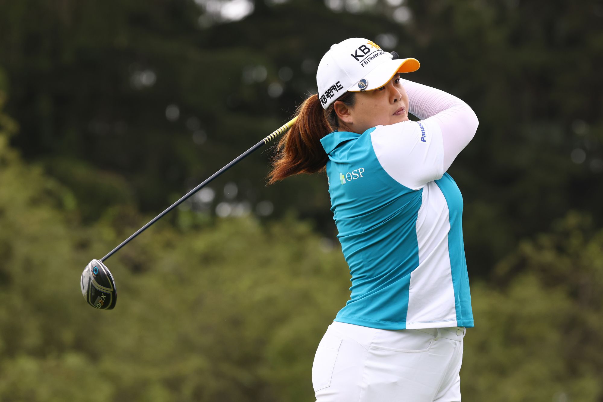 SYLVANIA, OHIO - JULY 08: Inbee Park of Korea watches her drive on the seventh hole during the first round of the Marathon LPGA Classic presented by Dana at Highland Meadows Golf Club in Sylvania, Ohio on July 08, 2021 in Sylvania, Ohio. (Photo by Gregory Shamus/Getty Images)