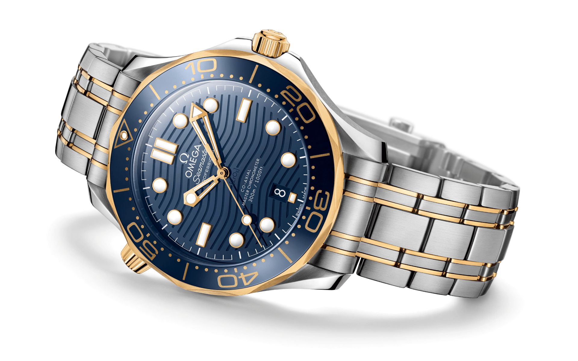 Seamaster Professional Diver 300M in steel and gold with blue dial and Ceragold diving scale (Photo: Omega)