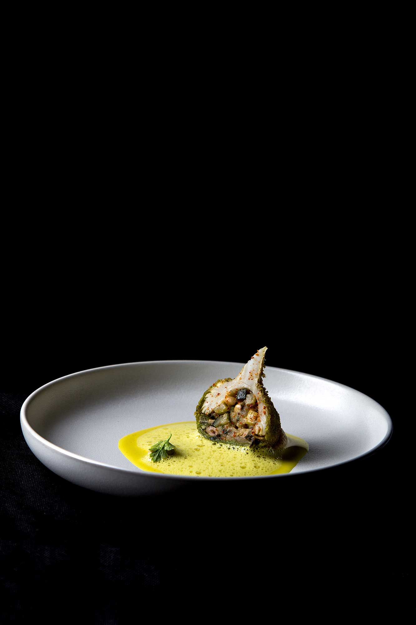 French Petit Violet Artichoke, Turmeric, Pine Nut at Saint Pierre Kuala Lumpur. Photo: Khairul Imran / Malaysia Tatler