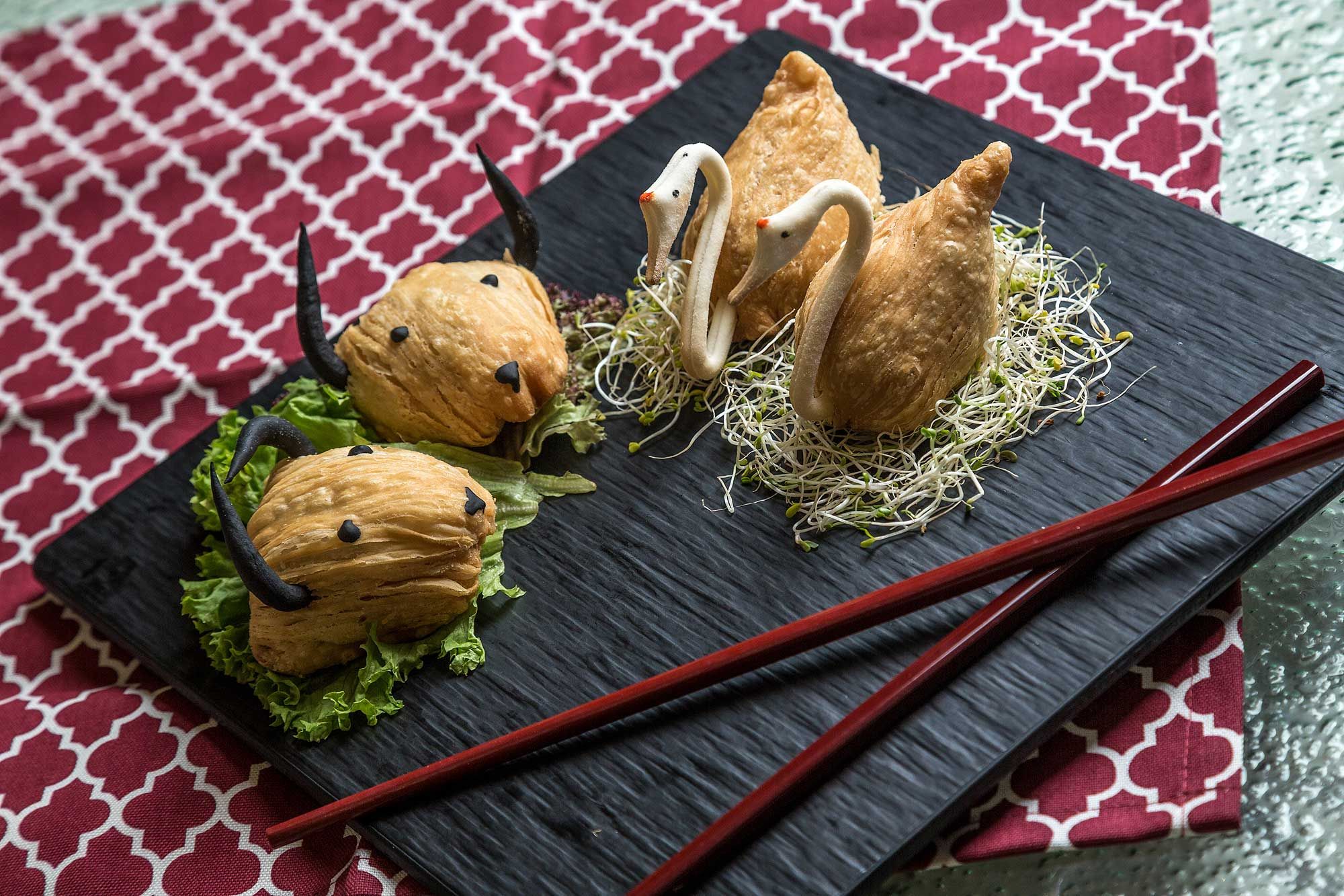 Wagyu Puff and Crispy Swan at Yü by Ruyi. Photo: Khairul Imran / Malaysia Tatler