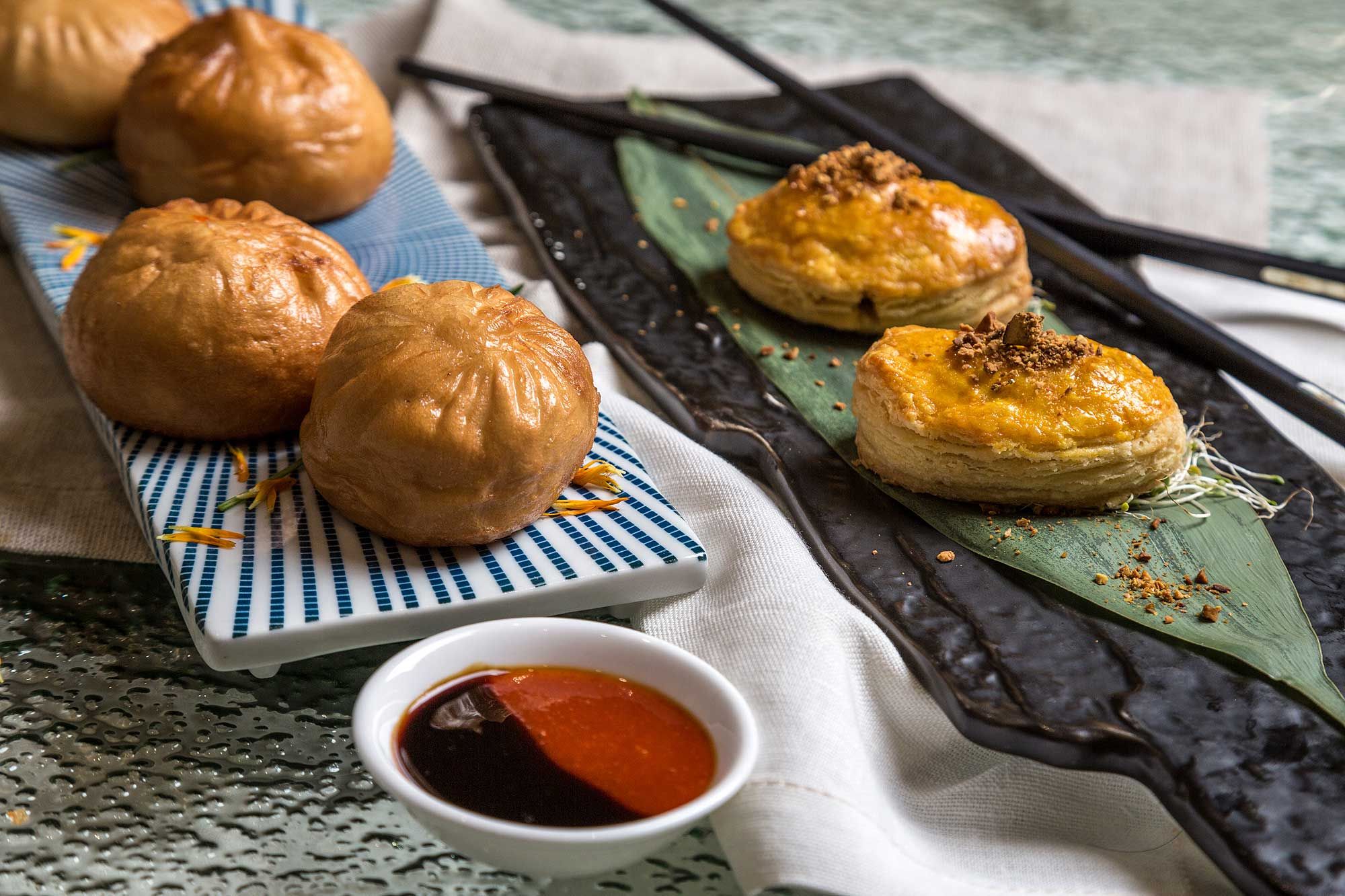Sweet Chilli Crabs In Toasted Mantao & The Golden Puff at Yü by Ruyi. Photo: Khairul Imran / Malaysia Tatler