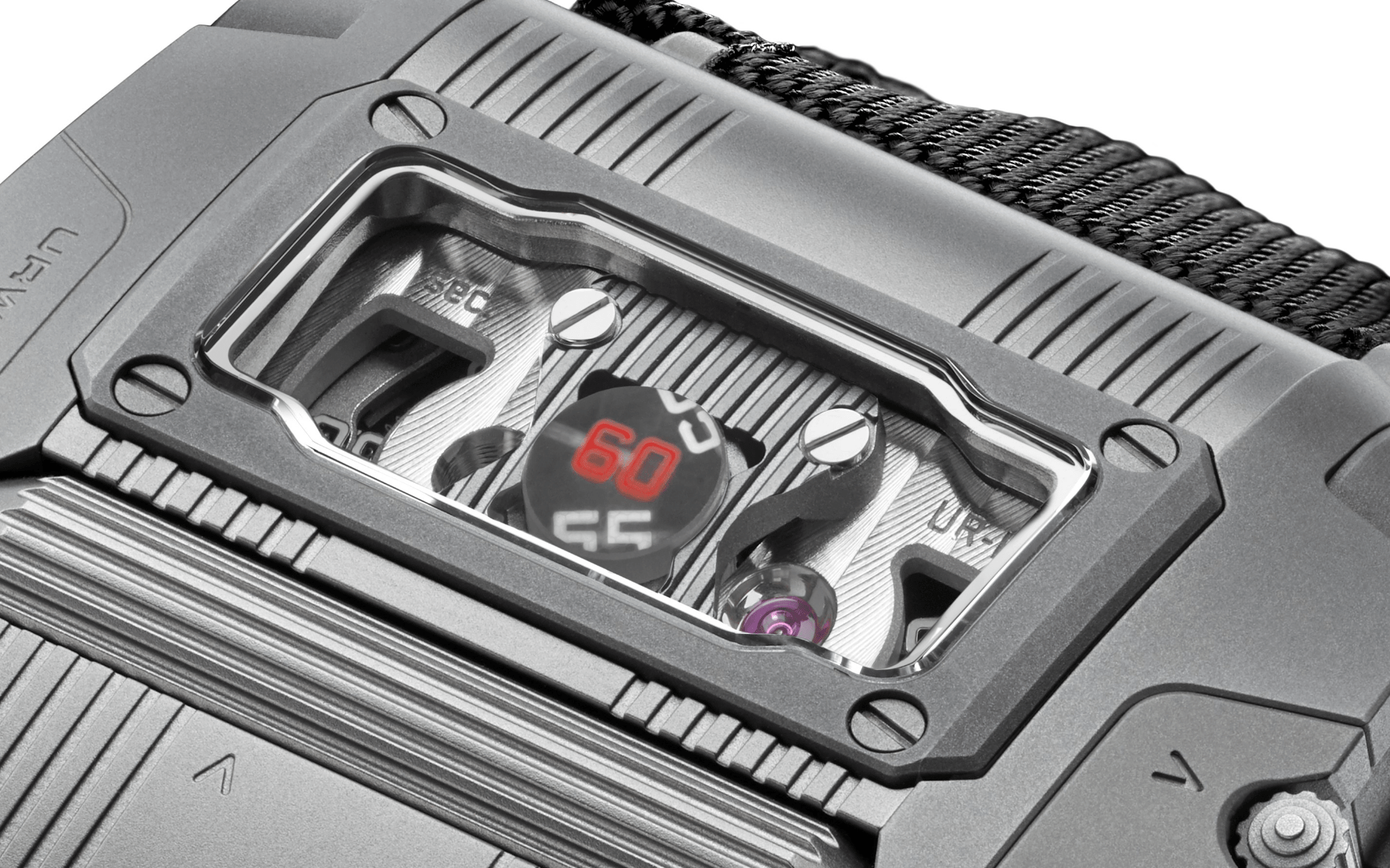A cluster of optical fibres reflect the seconds from two tiny wheels to the surface (Photo: Urwerk)
