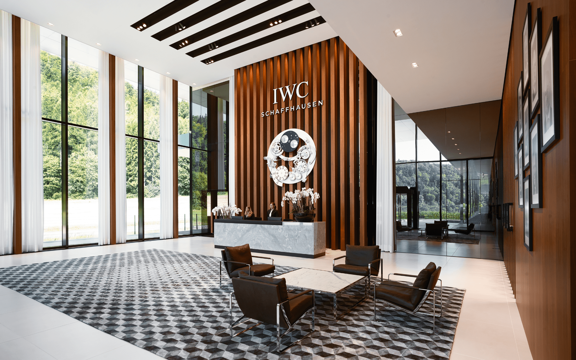 The warm reception area of IWC Manufakturzentrum (Photo: IWC)