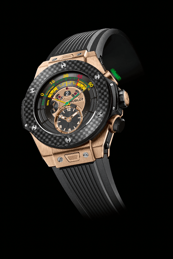 Big Bang Official Watch of the 2014 FIFA World Cup Brazil in King Gold case with carbon fibre bezel (Photo: Hublot)