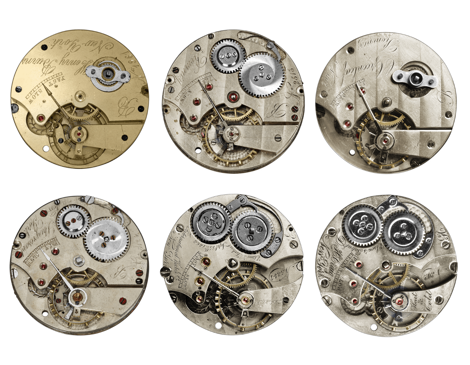Various histrorical IWC Jones movements. (Photo: IWC)