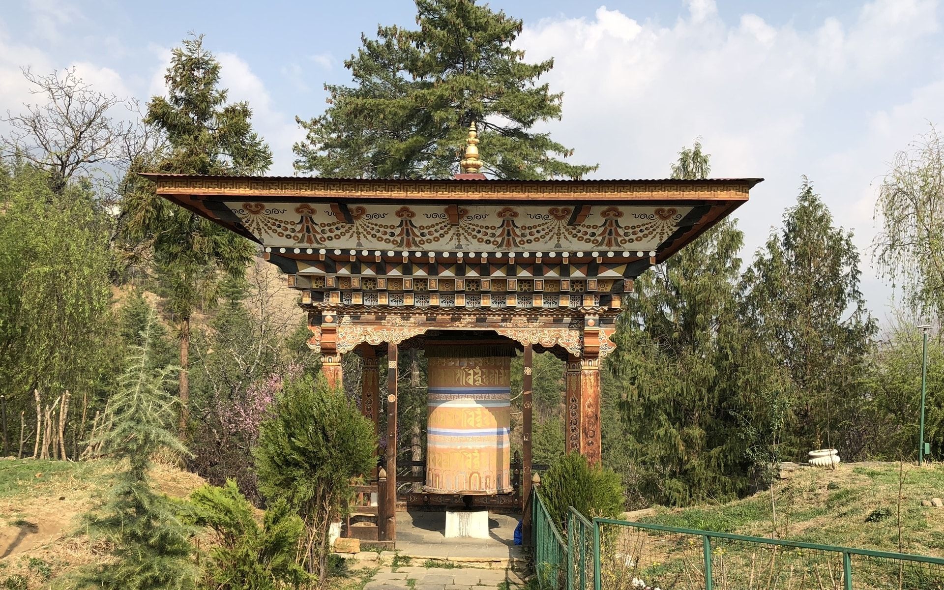 Simtokha Dzong, prayer wheels
