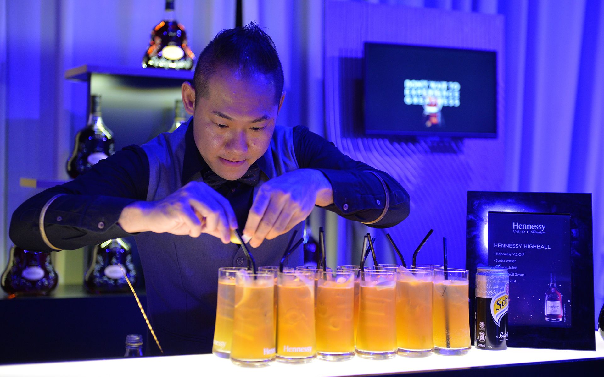 A very busy Hennessy XO cocktail bar
