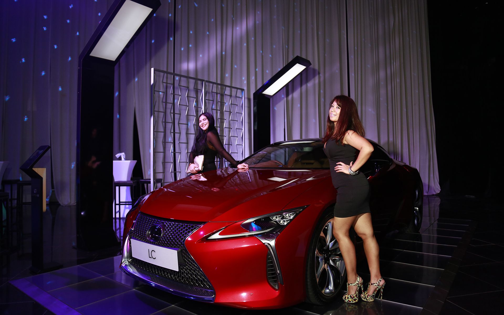 Natasha Hashim and Asnie Sari at the Lexus LC500 photo spot