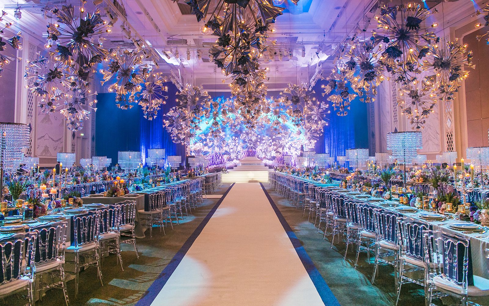 The view down the aisle leading to the bridal dais