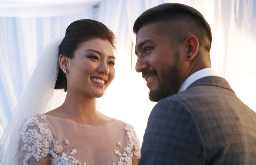 The newlyweds after exchanging their vows