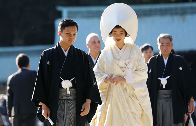 The newlyweds at their second ceremony in Japan.