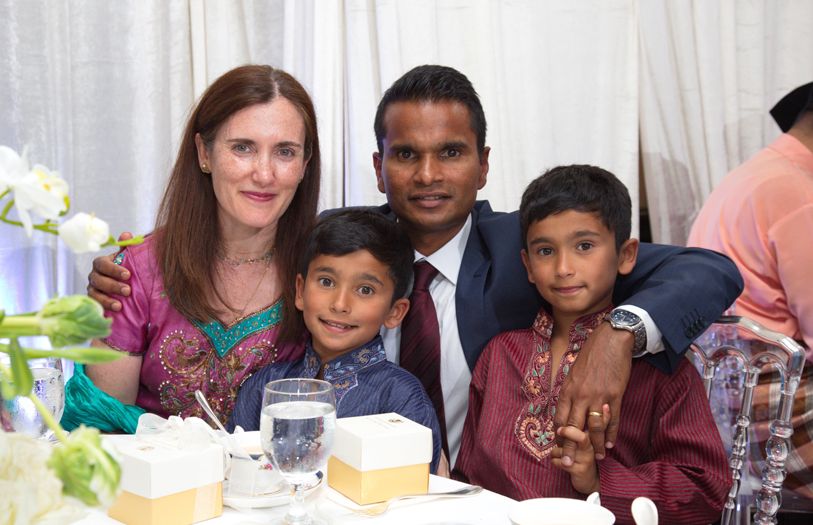 Dr Gema Perez Marin, Dr Velauthan Rudralingam with their two boys, Arun and Akash