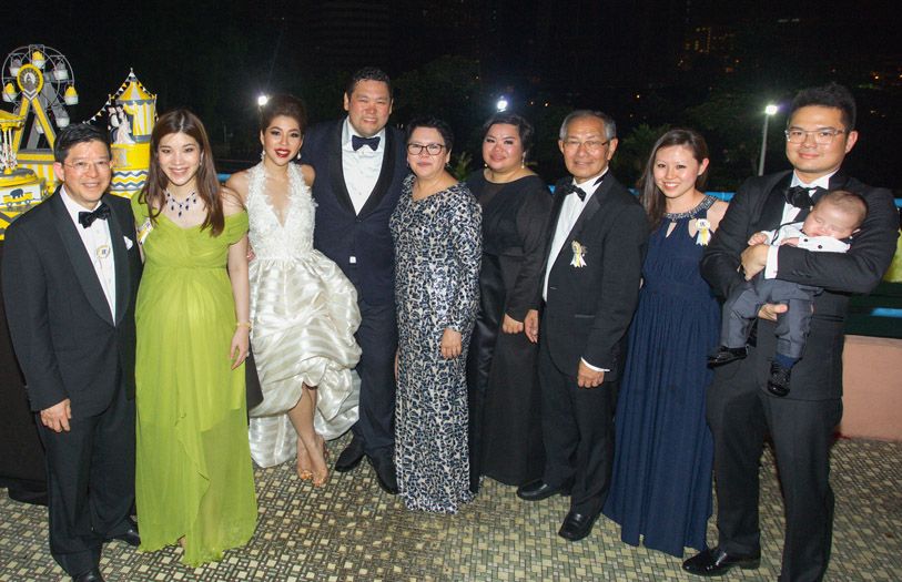 The couple with their family: (from far right) Benedict and LiLi Read and their baby, Edmund Read, Kristy Yong, Helen Read, Shen-Tel Lee and Dr Lincoln Lee