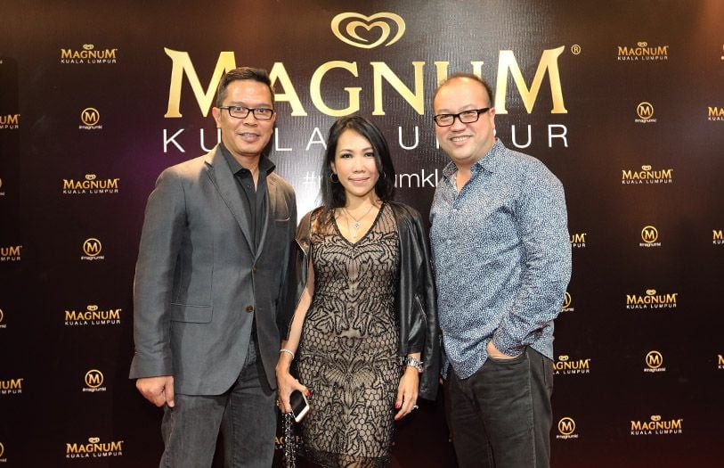 (L-R) Marketing director of Unilever Holdings Malaysia, Herry Budiazhari; Selina Yeop Jr; and managing director of Magnum Malaysia, Joseph Tan